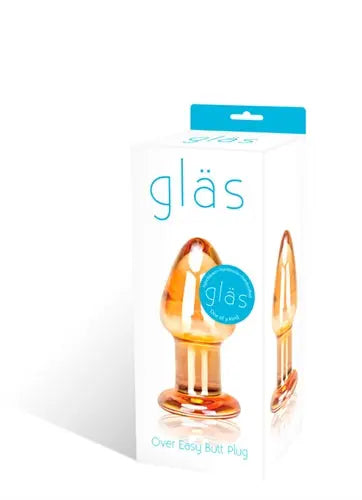 Amber glass butt plug with flared base and tapered tip