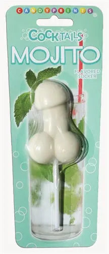 White novelty lollipop sucker on a clear stick