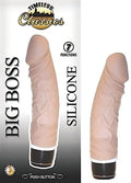 Flesh-colored realistic dildo with ridged shaft and dark base