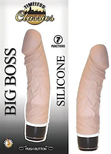 Flesh-colored realistic dildo with ridged shaft and dark base
