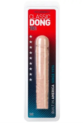 10-inch white dildo in clear blister pack