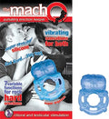 Blue silicone vibrating pulsating cock ring with clitoral and testicular stimulators
