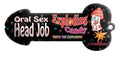 Novelty candy wrapper with strawberry graphic and 'Exploding Candy' text