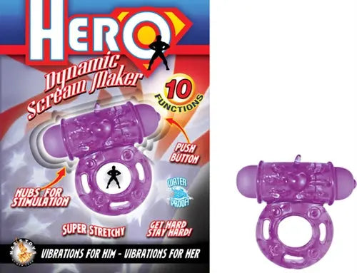 Purple plastic scream maker toy with push button and textured roller
