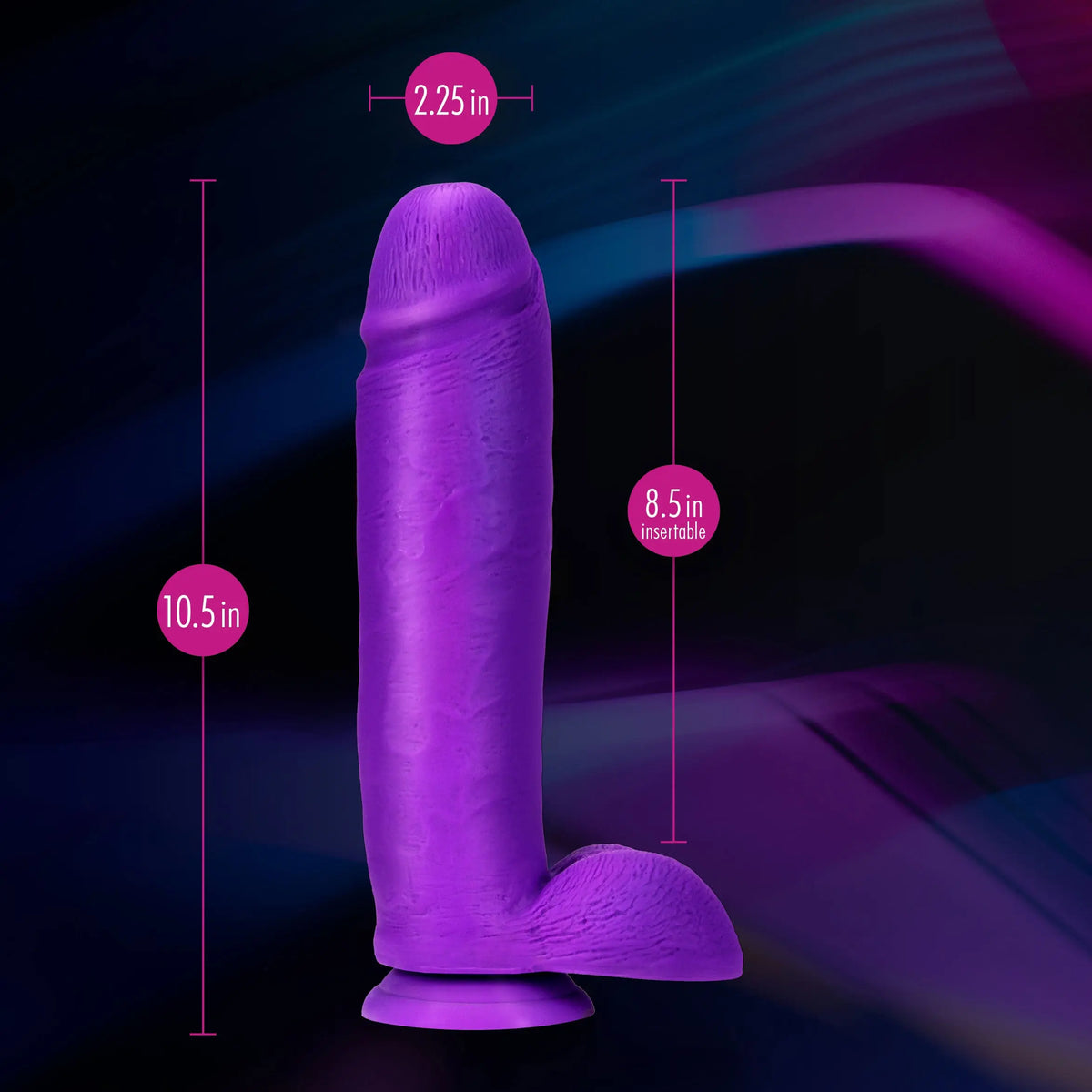 Neo Elite - 10 Inch Silicone Dual Density Cock with Balls - Neon Purple – body-safe materials | Fu'Cha Exotics