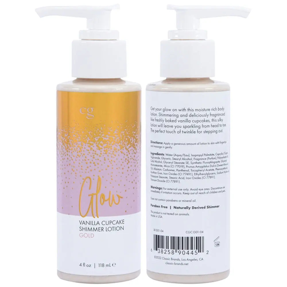 Glow Vanilla Cupcake Shimmer Lotion Gold 4 Oz – body-safe materials | Fu'Cha Exotics