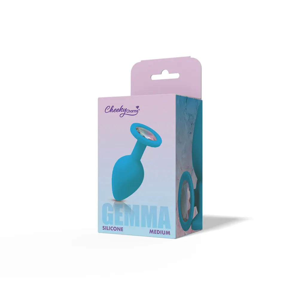 Gemma Clear Iridescent Gem Teal Silicone Plug - M – body-safe silicone fully waterproof | Fu'Cha Exotics