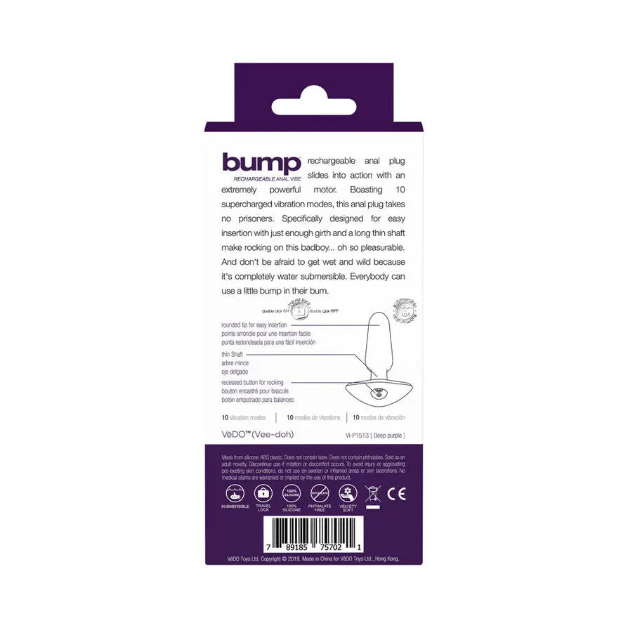 Bump Rechargeable Anal Vibe - Purple – body-safe materials USB-rechargeable | Fu'Cha Exotics