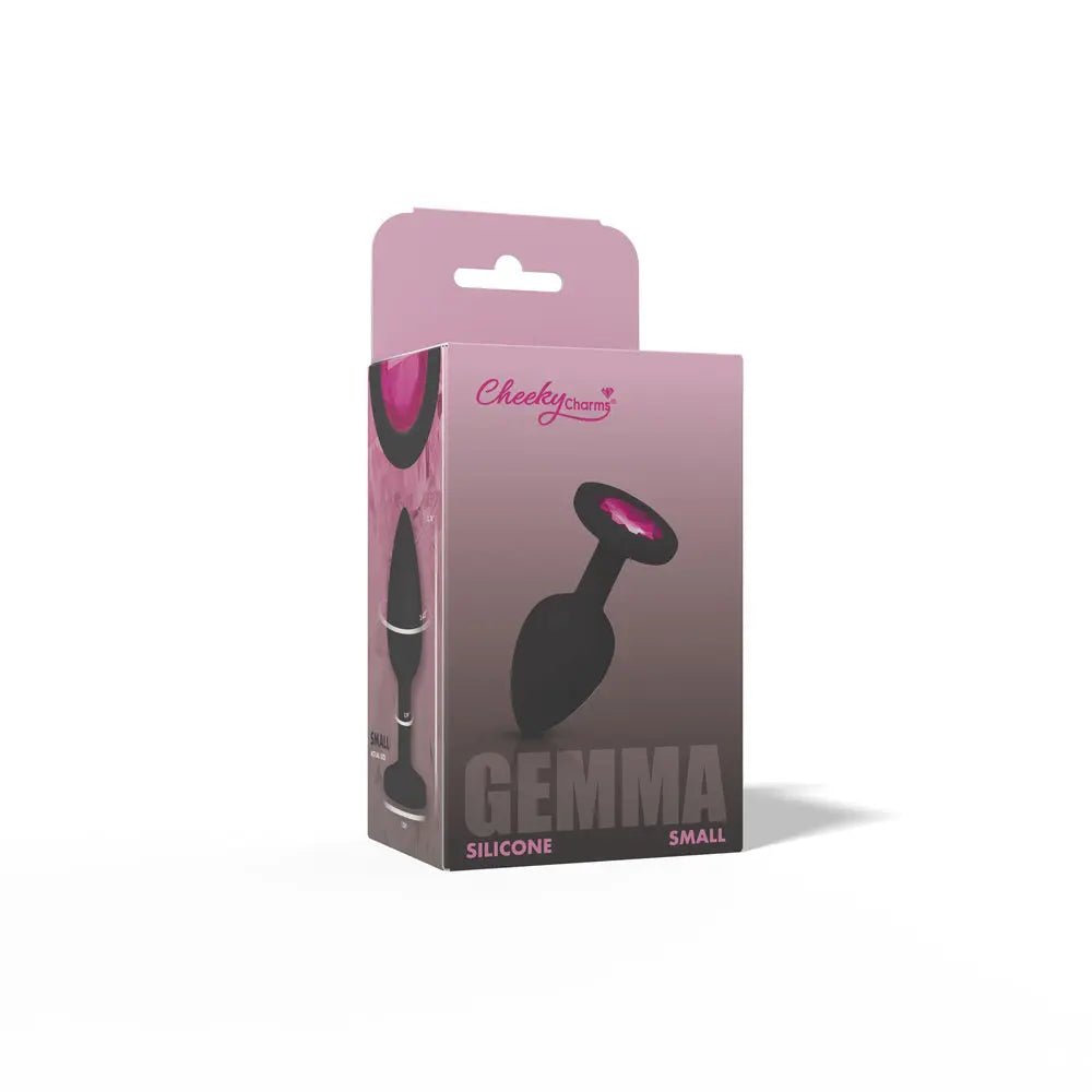 Gemma Pink Gem Black Silicone Plug - Small – body-safe materials | Fu'Cha Exotics