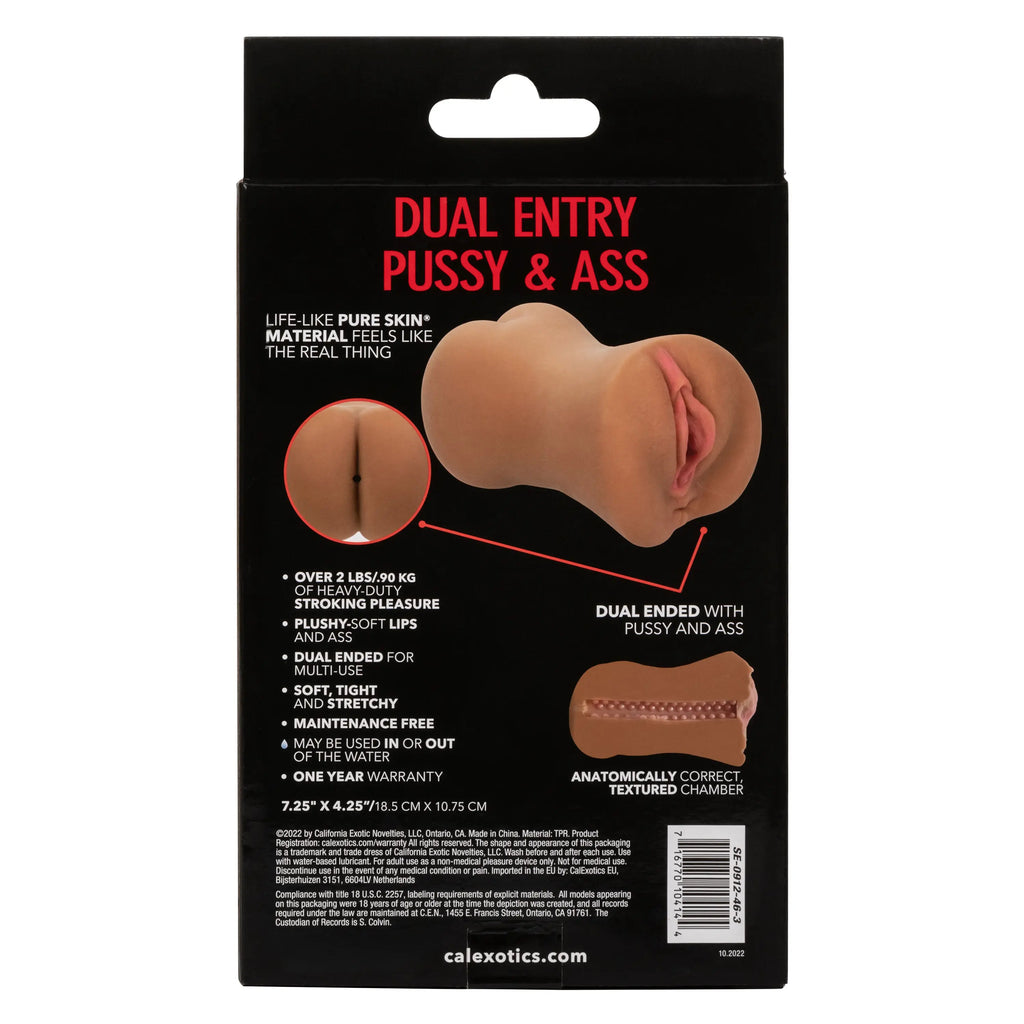 Stroke It Dual Entry Pussy and Ass - Brown – body-safe materials | Fu'Cha Exotics