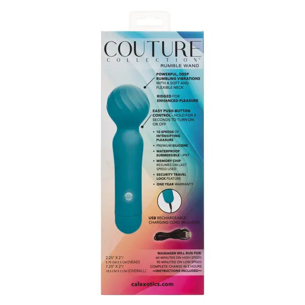 Couture Collection Rumble Wand - Blue – body-safe silicone fully waterproof | Fu'Cha Exotics