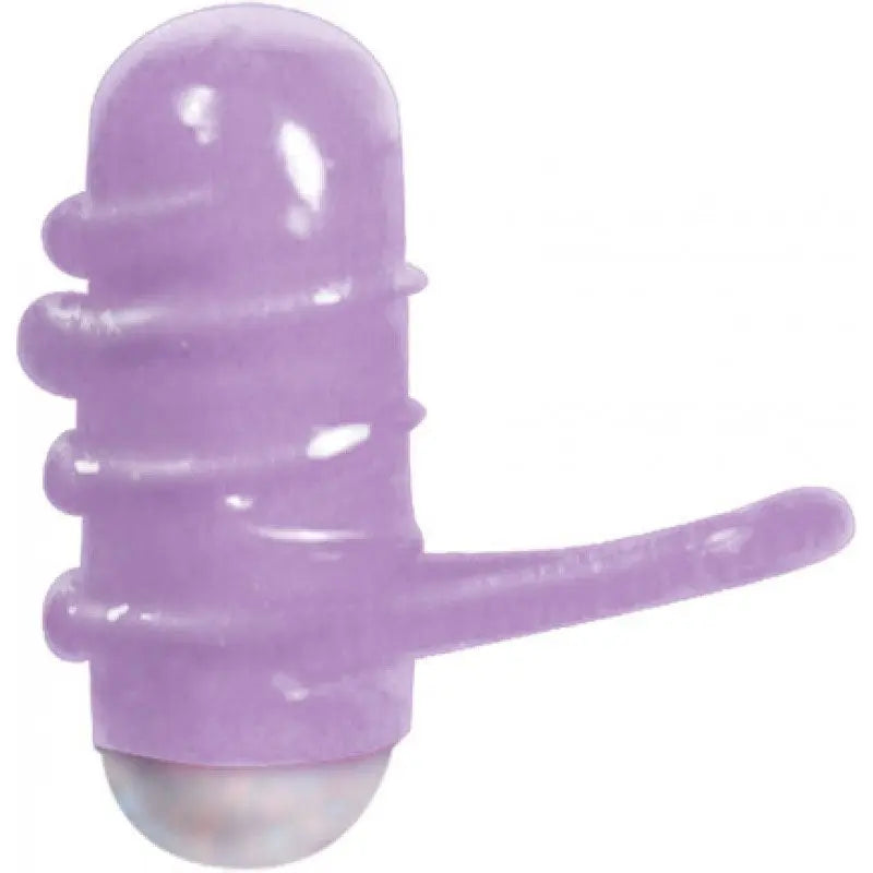 Purple silicone tongue dinger with finger-shaped handle and loop base