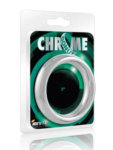 Chrome donut trim ring, 2 in, silver with black center