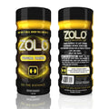 Zolo personal trainer sports cup, black with gold logo and motivational print