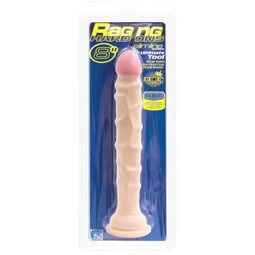 White slimline suction cup dildo, 8 inch