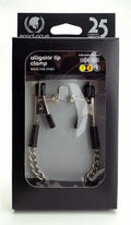 Adjustable alligator clamps with link chain, black clamp grips and metal clips