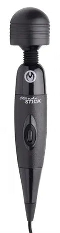 Black power wand with rounded head, control button, and power cord