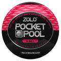 Pocket Pool 8-ball simulator sleeve, pink zebra pattern with ZOLO logo and 8-BALL badge