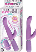 Lavender silicone rabbit-style G-spot vibrator with curved tip and dual nubs