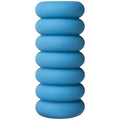 Blue segmented cylinder toy, rounded stack design