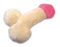 Plush Pecker cushion with beige body and pink rounded tip