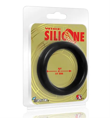 Wide silicone donut ring, black, 2-inch diameter