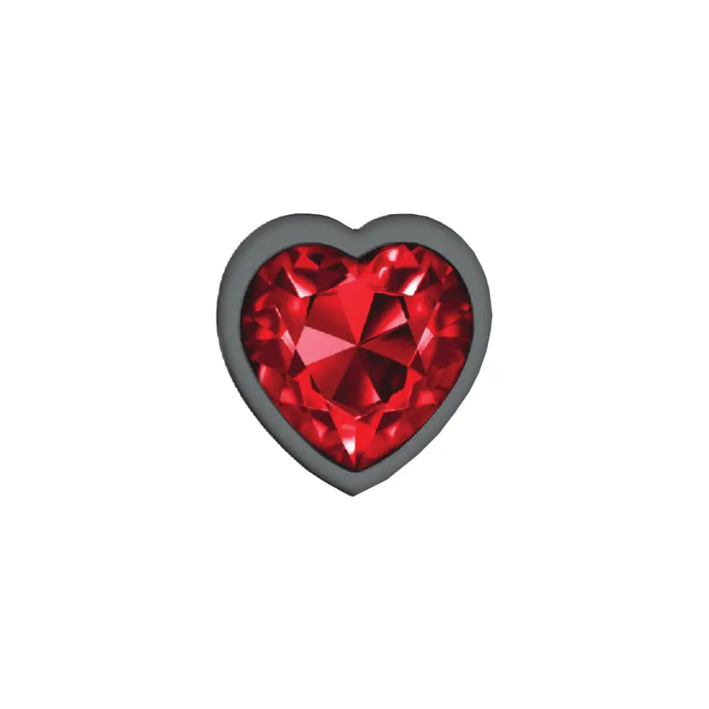 Deep Red Heart Gem Gunmetal Metal Plug - Md – body-safe materials | Fu'Cha Exotics