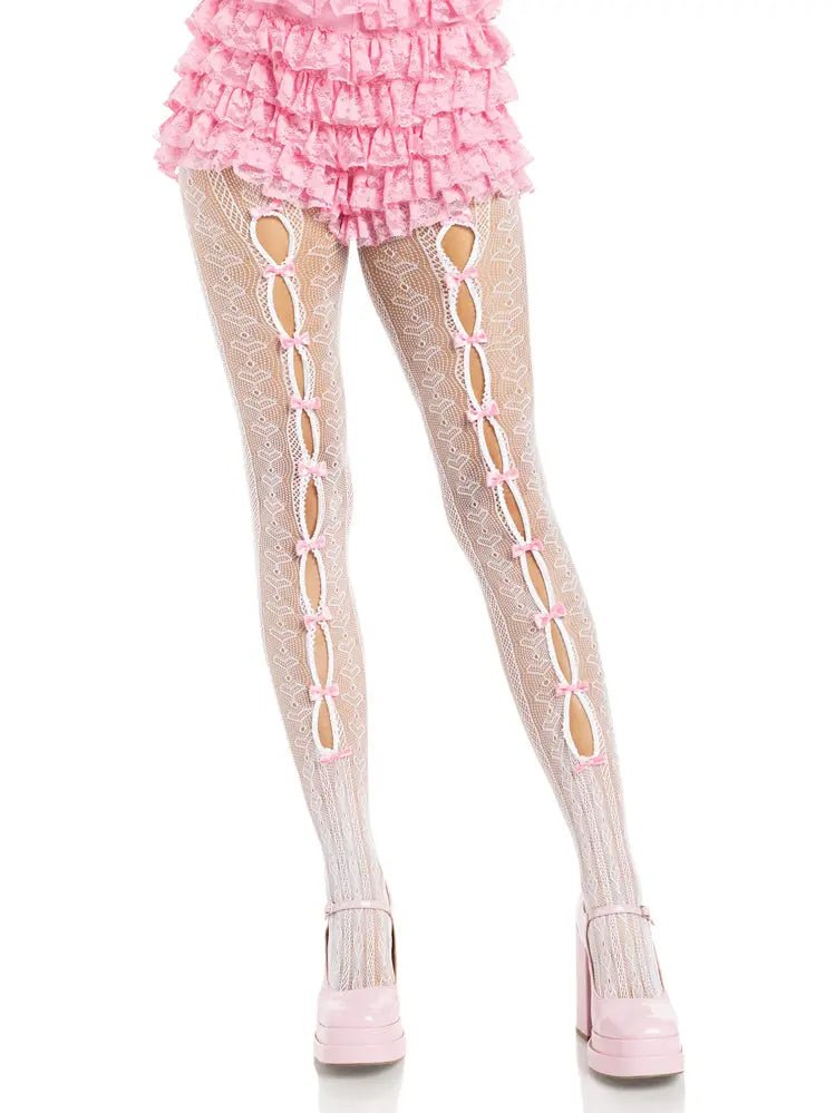 Sweetheart Striped Tights - Os - White/pink – nylon | Fu'Cha Exotics