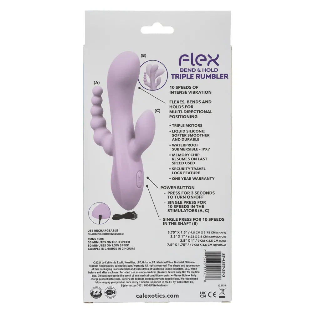 Flex Bend and Hold Triple Rumbler - Purple – body-safe materials | Fu'Cha Exotics