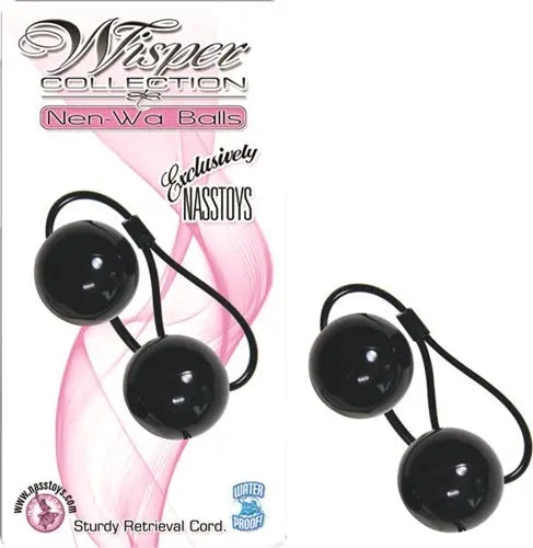 Black massage ball set with two spheres and connecting cords