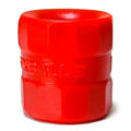 Red ball stretcher cylinder, glossy with molded branding