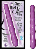 Purple slim curved anal vibe with rounded tip and smooth glossy surface
