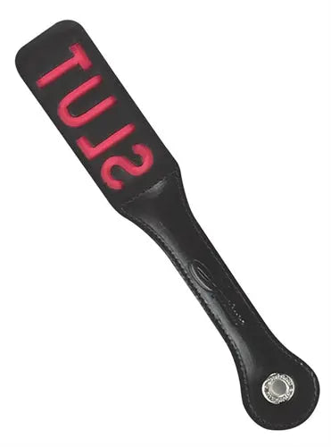 12 Inch Leather Impression Paddle - Slut – genuine leather | Fu'Cha Exotics