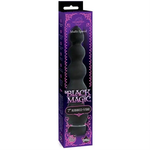 Black Magic 7 Inch Ribbed Vibe – body-safe materials fully waterproof | Fu'Cha Exotics