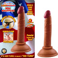 Mini straight silicone dildo with 4-inch shaft and suction base, brown