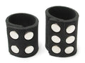 Tall neoprene balls stretcher cuffs, black with oval cutouts, set of two