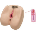 Beige vibrating sex toy with pink insert and separate pink controller