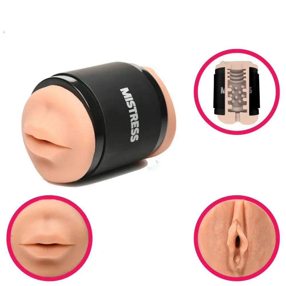 Mistress Double Shot Mouth and Pussy Stroker - Medium – body-safe materials | Fu'Cha Exotics