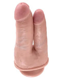 Flesh-colored double-penetrator dildo with two rounded tips