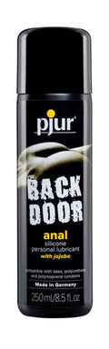 pjur Backdoor anal lubricant bottle, black label with white logo, 250 ml/8.5 fl oz