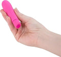 Pink bullet massager with rounded handle end and small control button