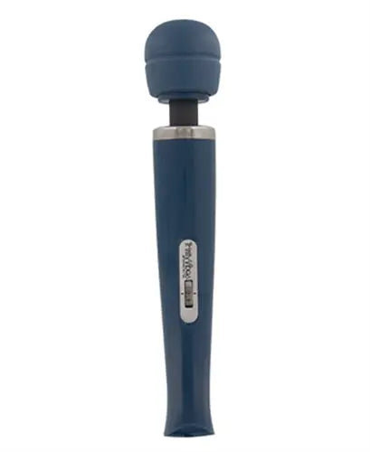 Rechargeable massage wand with 7-speed head, dark blue handheld design