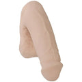 Light beige plush slipper with rounded toe and open back