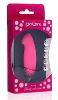 Cerise and black vibrator with jeweled texture, shown in retail packaging