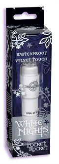 White cosmetic pocket rocket applicator bottle with cap, small tube