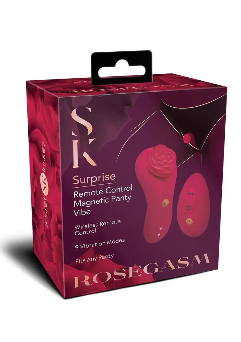 Secret Kisses Rosegasm Rose Surprise Panty Vibe - Red – body-safe silicone 10 vibration modes | Fu'Cha Exotics