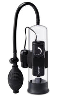 Black beginners vibrating pump with handheld controller and foot bulb