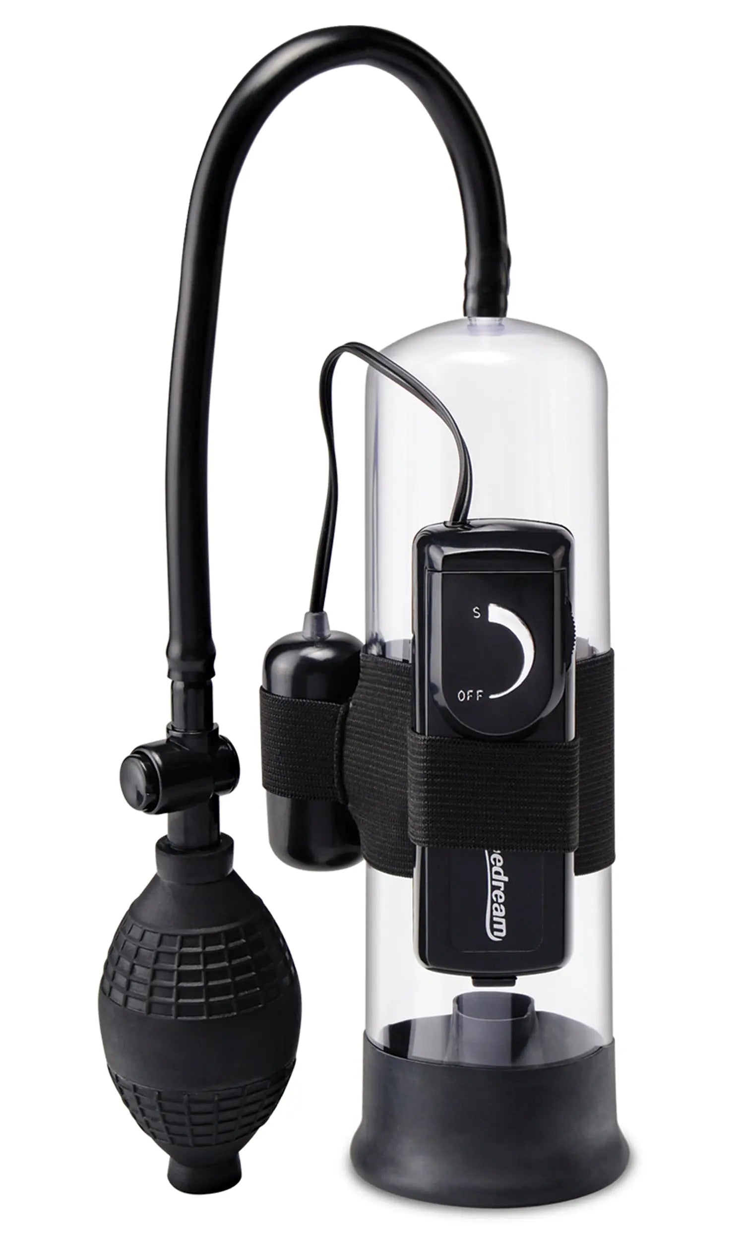 Black beginners vibrating pump with handheld controller and foot bulb