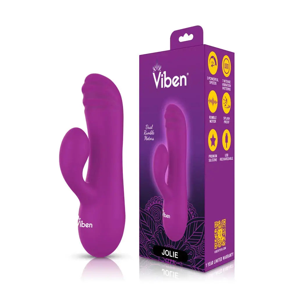 Jolie Mini Pleasure Ridges Rabbit Vibe - Berry – body-safe materials | Fu'Cha Exotics