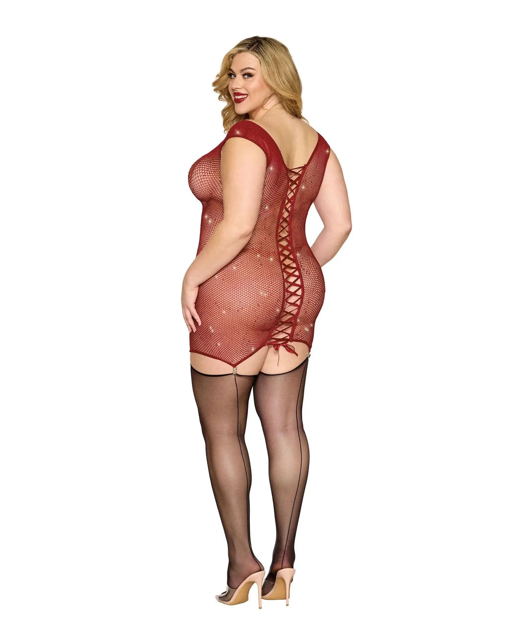 Garter Slip Dmnd - One Size Queen - Red – nylon | Fu'Cha Exotics